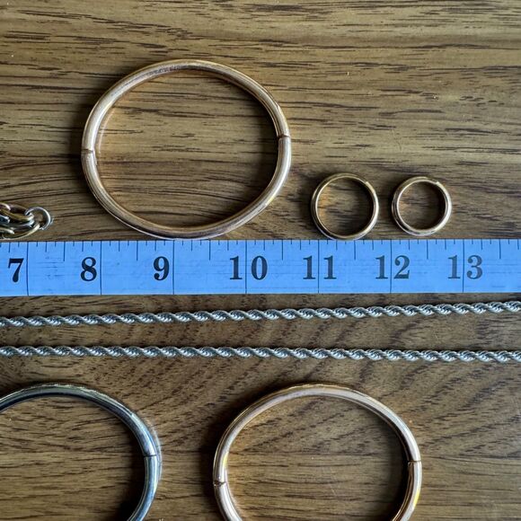 Milor Lot Bangle Bracelets Rope Chain Necklace Silver/ Gold Tone Stainless Steel - Picture 15 of 15